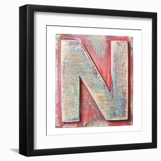 Wooden Alphabet Block, Letter N-donatas1205-Framed Art Print