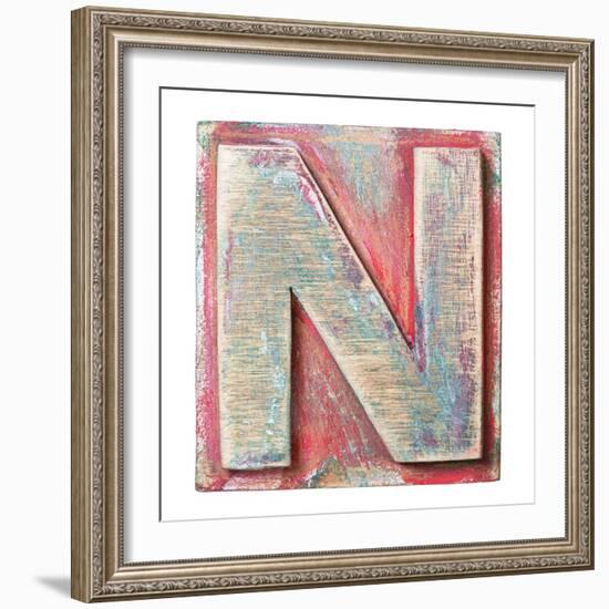 Wooden Alphabet Block, Letter N-donatas1205-Framed Premium Giclee Print