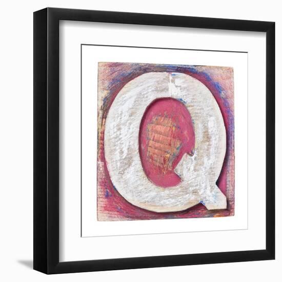 Wooden Alphabet Block, Letter Q-donatas1205-Framed Art Print