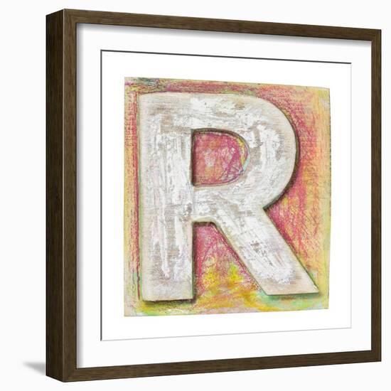 Wooden Alphabet Block, Letter R-donatas1205-Framed Art Print