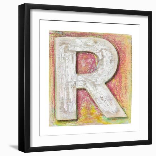 Wooden Alphabet Block, Letter R-donatas1205-Framed Art Print