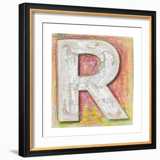 Wooden Alphabet Block, Letter R-donatas1205-Framed Art Print