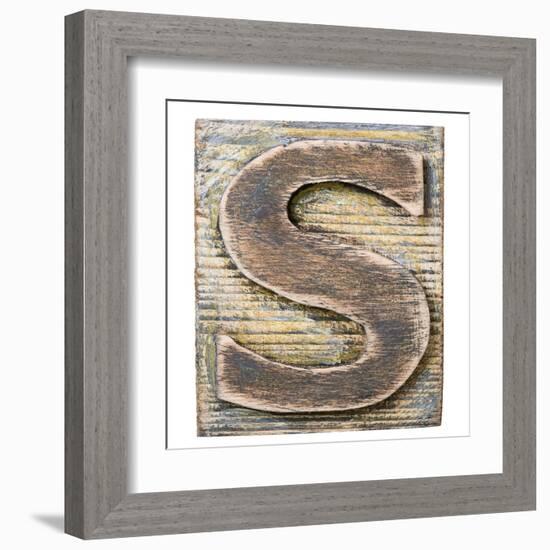 Wooden Alphabet Block, Letter S-donatas1205-Framed Art Print