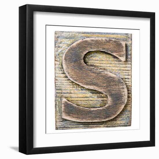 Wooden Alphabet Block, Letter S-donatas1205-Framed Art Print