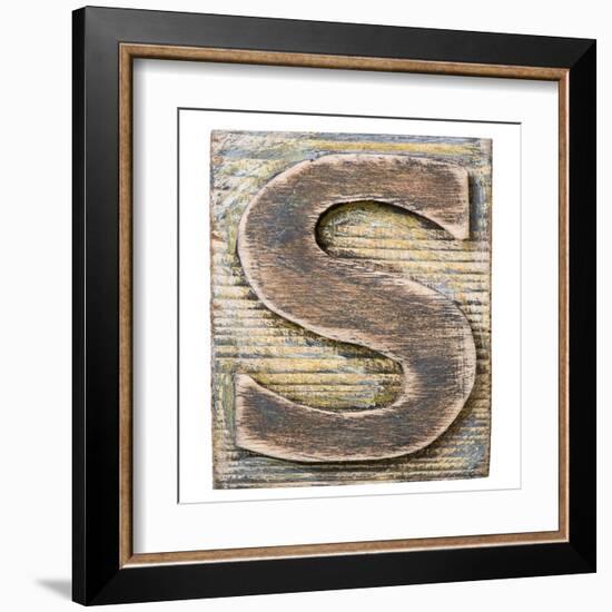 Wooden Alphabet Block, Letter S-donatas1205-Framed Art Print