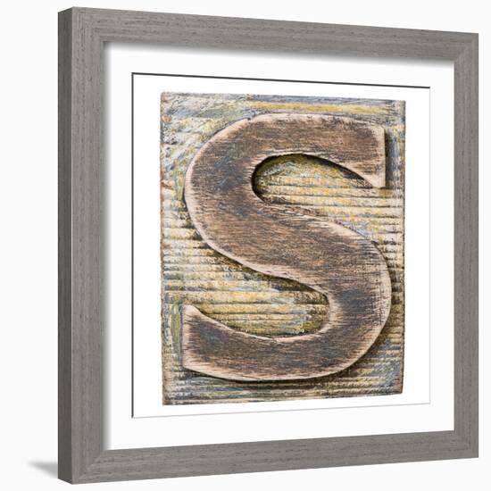 Wooden Alphabet Block, Letter S-donatas1205-Framed Art Print