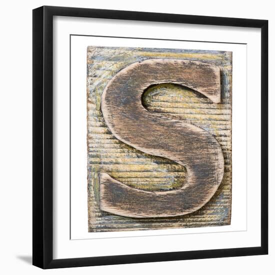 Wooden Alphabet Block, Letter S-donatas1205-Framed Art Print