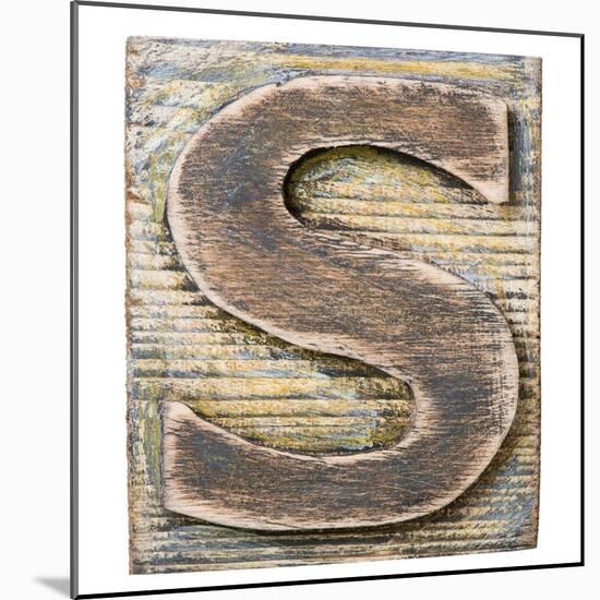 Wooden Alphabet Block, Letter S-donatas1205-Mounted Art Print