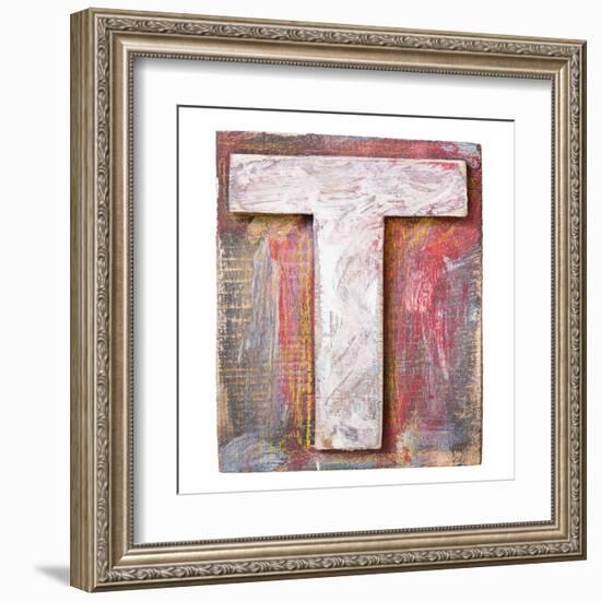 Wooden Alphabet Block, Letter T-donatas1205-Framed Art Print