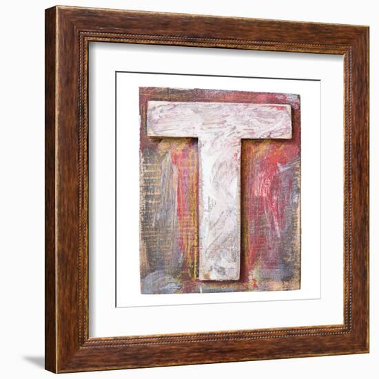 Wooden Alphabet Block, Letter T-donatas1205-Framed Art Print