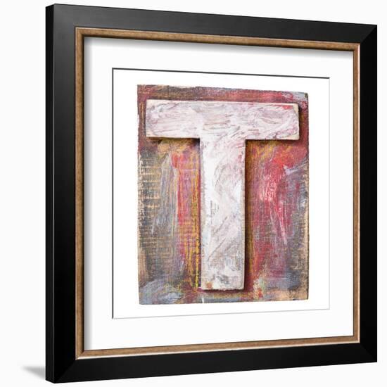 Wooden Alphabet Block, Letter T-donatas1205-Framed Art Print