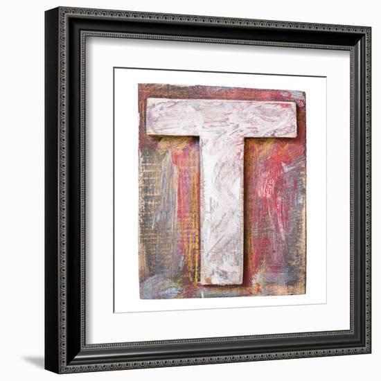 Wooden Alphabet Block, Letter T-donatas1205-Framed Art Print