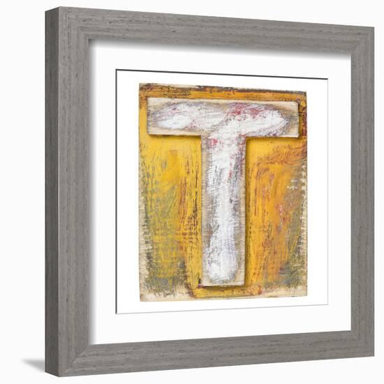 Wooden Alphabet Block, Letter T-donatas1205-Framed Art Print