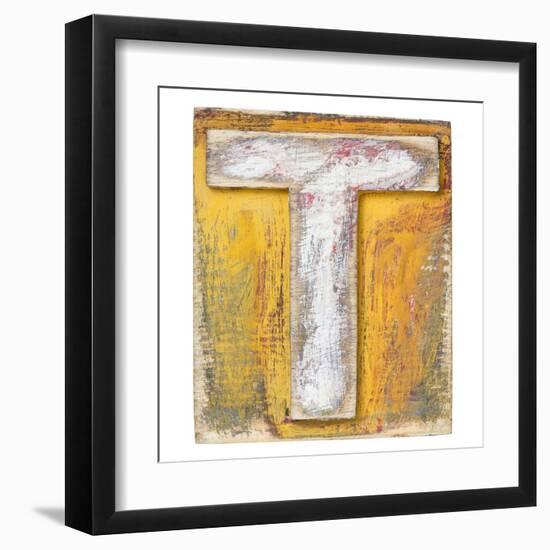 Wooden Alphabet Block, Letter T-donatas1205-Framed Art Print