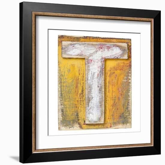 Wooden Alphabet Block, Letter T-donatas1205-Framed Art Print