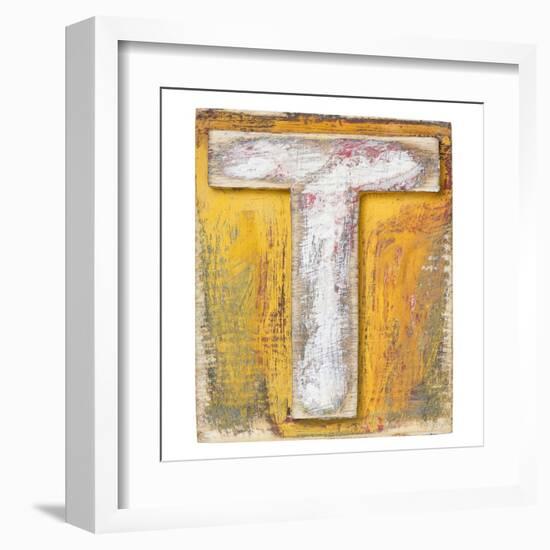 Wooden Alphabet Block, Letter T-donatas1205-Framed Art Print