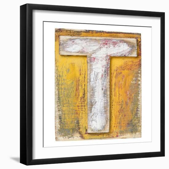 Wooden Alphabet Block, Letter T-donatas1205-Framed Art Print