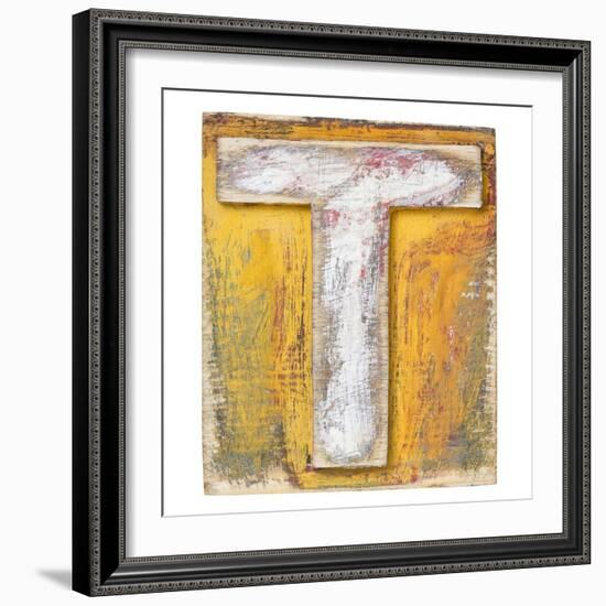 Wooden Alphabet Block, Letter T-donatas1205-Framed Art Print