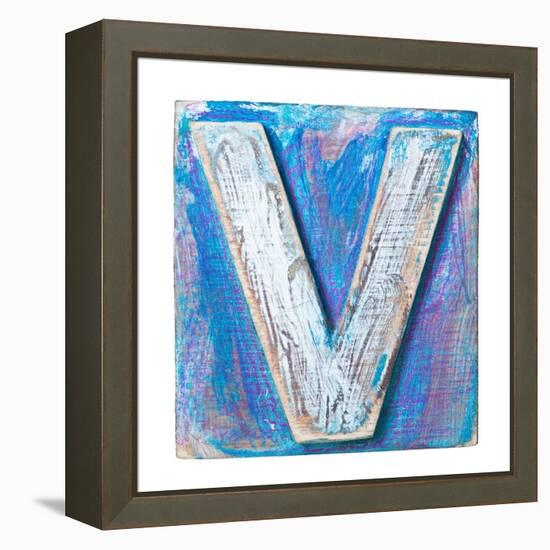 Wooden Alphabet Block, Letter V-donatas1205-Framed Stretched Canvas