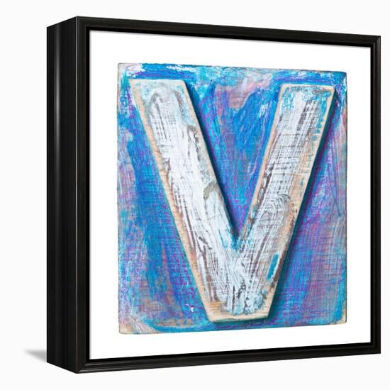 Wooden Alphabet Block, Letter V-donatas1205-Framed Stretched Canvas