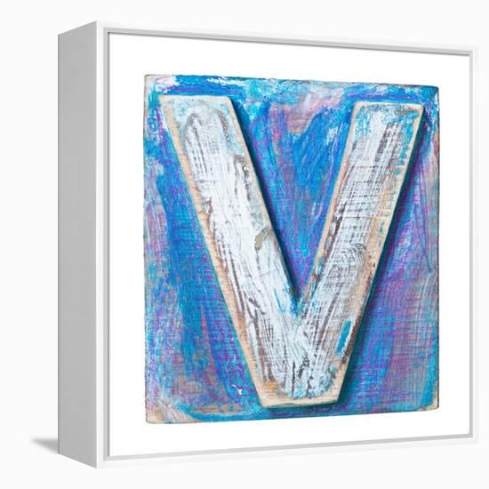 Wooden Alphabet Block, Letter V-donatas1205-Framed Stretched Canvas