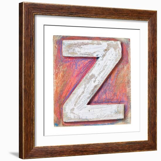 Wooden Alphabet Block, Letter Z-donatas1205-Framed Art Print