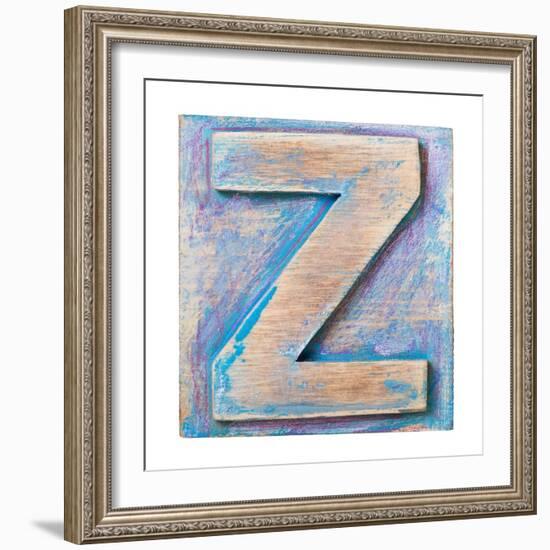 Wooden Alphabet Block, Letter Z-donatas1205-Framed Art Print