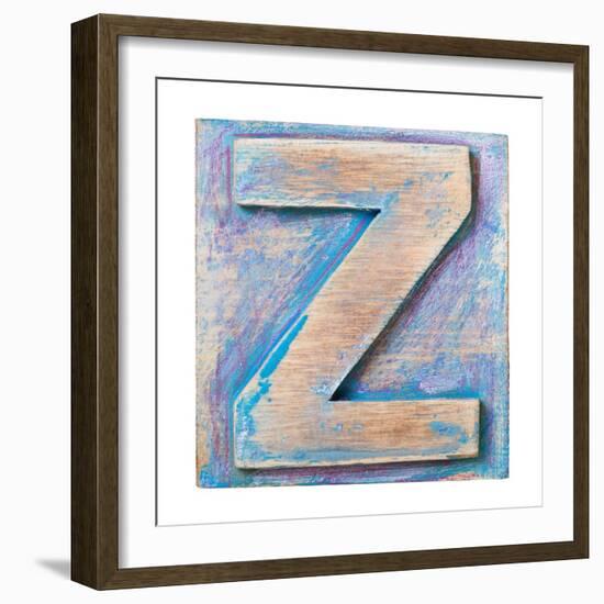 Wooden Alphabet Block, Letter Z-donatas1205-Framed Art Print