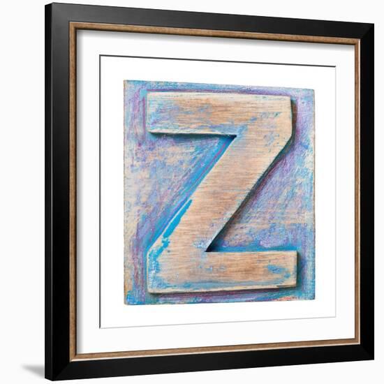 Wooden Alphabet Block, Letter Z-donatas1205-Framed Art Print