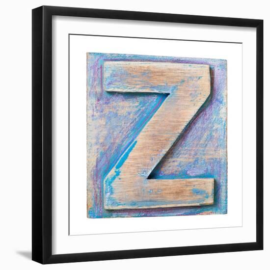 Wooden Alphabet Block, Letter Z-donatas1205-Framed Art Print