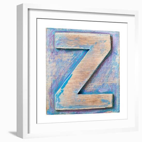 Wooden Alphabet Block, Letter Z-donatas1205-Framed Art Print