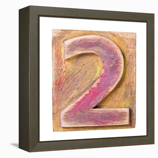 Wooden Alphabet Block, Number 2-donatas1205-Framed Stretched Canvas