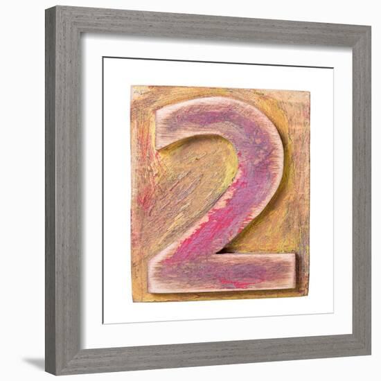 Wooden Alphabet Block, Number 2-donatas1205-Framed Art Print