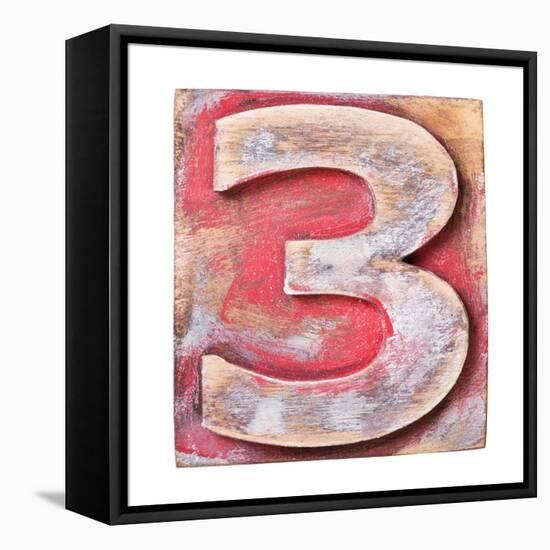 Wooden Alphabet Block, Number 3-donatas1205-Framed Stretched Canvas