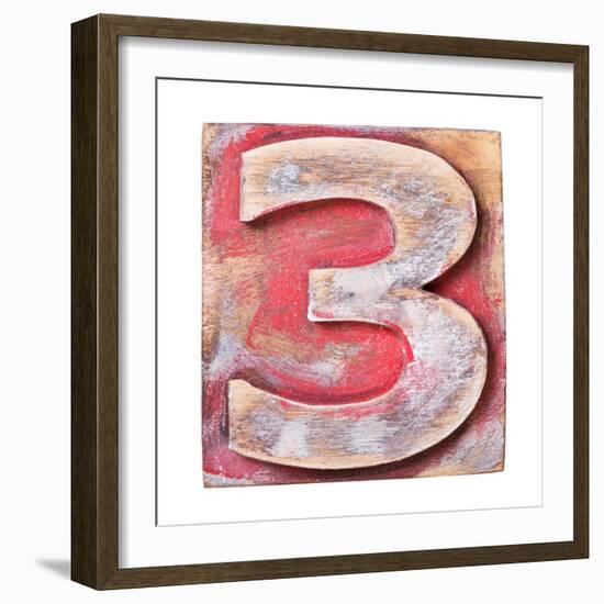 Wooden Alphabet Block, Number 3-donatas1205-Framed Premium Giclee Print