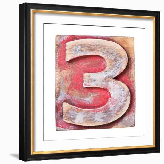 Wooden Alphabet Block, Number 3-donatas1205-Framed Premium Giclee Print