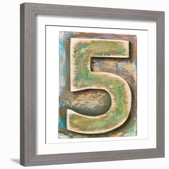 Wooden Alphabet Block, Number 5-donatas1205-Framed Premium Giclee Print