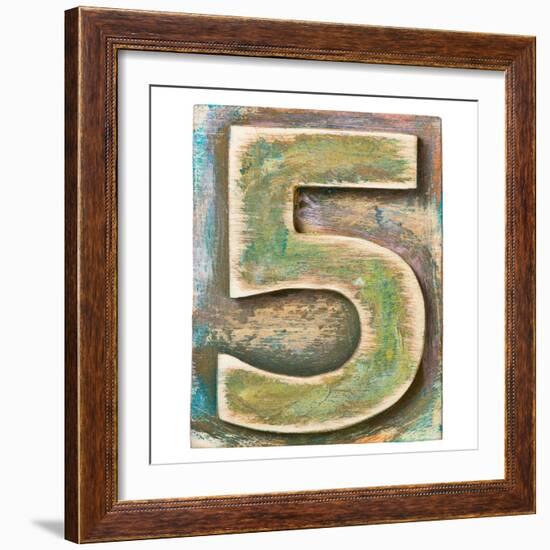 Wooden Alphabet Block, Number 5-donatas1205-Framed Premium Giclee Print