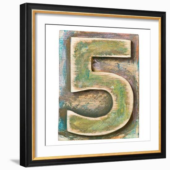 Wooden Alphabet Block, Number 5-donatas1205-Framed Premium Giclee Print