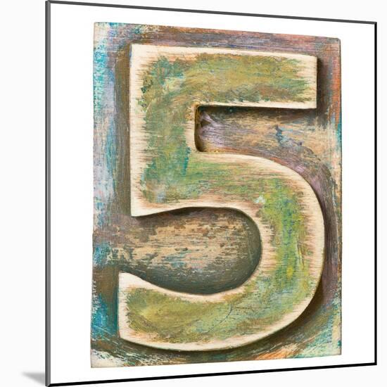 Wooden Alphabet Block, Number 5-donatas1205-Mounted Art Print