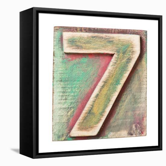 Wooden Alphabet Block, Number 7-donatas1205-Framed Stretched Canvas