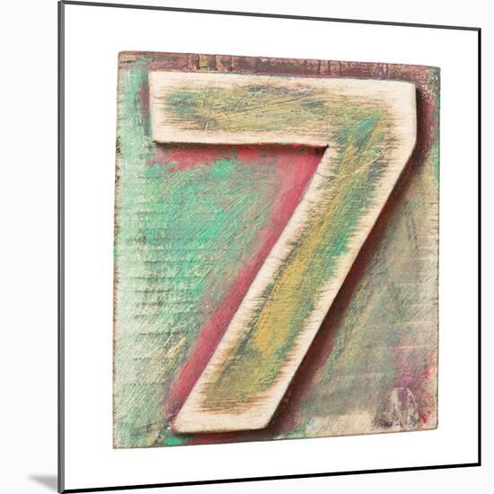 Wooden Alphabet Block, Number 7-donatas1205-Mounted Art Print