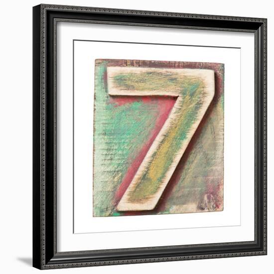 Wooden Alphabet Block, Number 7-donatas1205-Framed Art Print