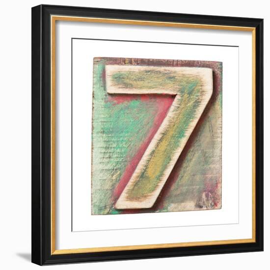 Wooden Alphabet Block, Number 7-donatas1205-Framed Art Print