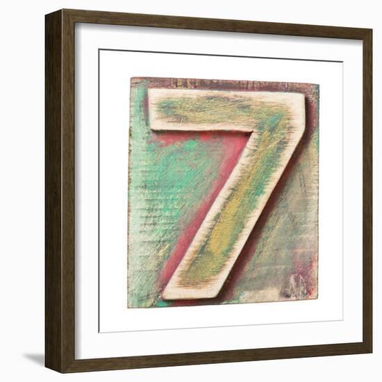 Wooden Alphabet Block, Number 7-donatas1205-Framed Premium Giclee Print