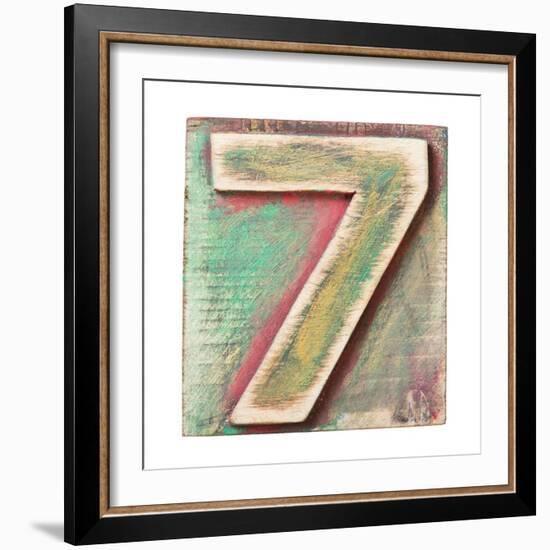 Wooden Alphabet Block, Number 7-donatas1205-Framed Premium Giclee Print