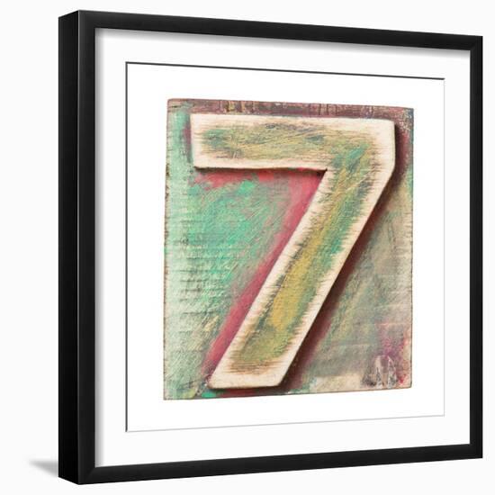 Wooden Alphabet Block, Number 7-donatas1205-Framed Premium Giclee Print
