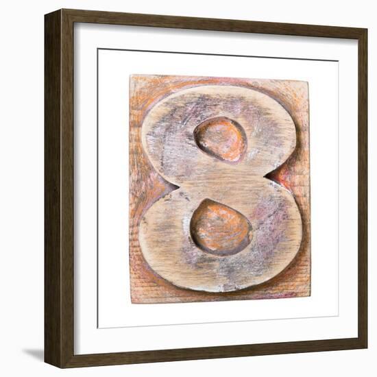 Wooden Alphabet Block, Number 8-donatas1205-Framed Art Print