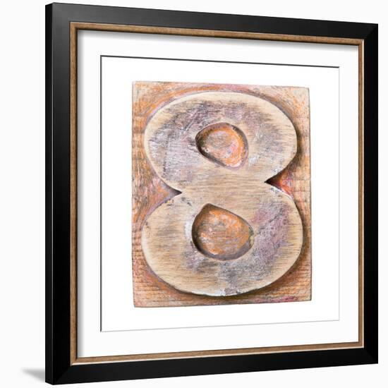 Wooden Alphabet Block, Number 8-donatas1205-Framed Art Print