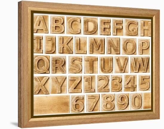 Wooden Alphabet Blocks With Letters And Numbers-donatas1205-Framed Stretched Canvas